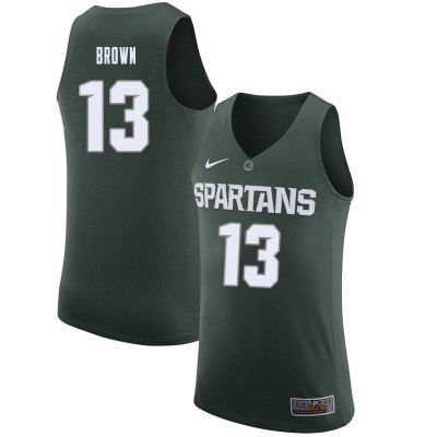 Men Michigan State Spartans NCAA #13 Gabe Brown Green Authentic Nike Stitched College Basketball Jersey BY32R47OB